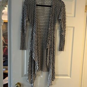 Elegant Gray Open-Knit Women's Cardigan
